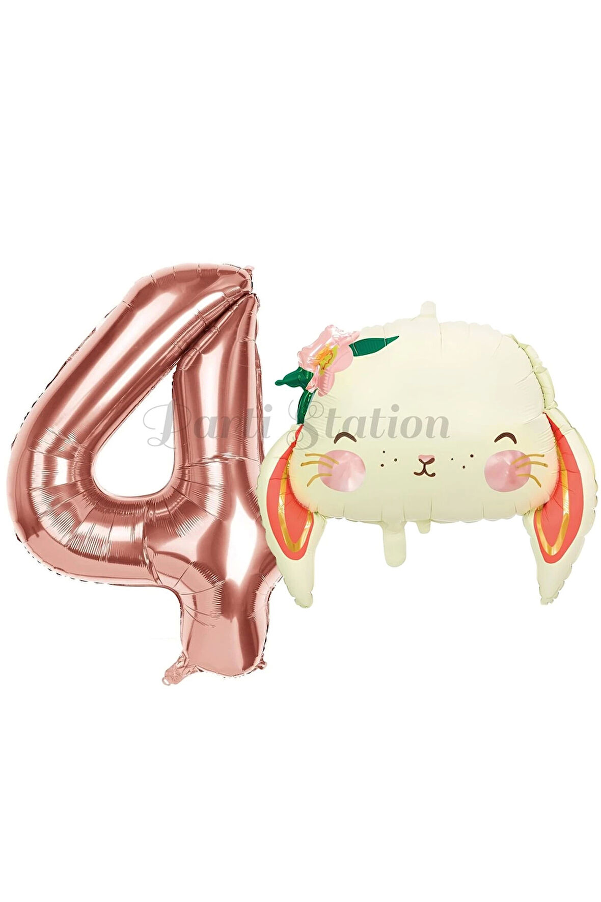 Sevimli Tavşan 1 Yaş Balon Set Woodland Hayvanlar Konsept Tavşan Balon ve Rosegold Renk Rakam Balon