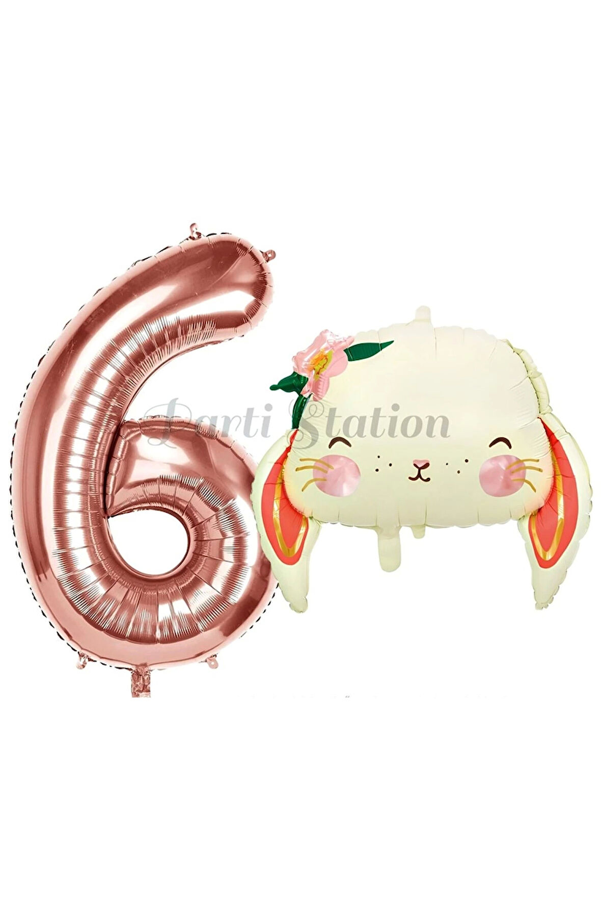 Sevimli Tavşan 1 Yaş Balon Set Woodland Hayvanlar Konsept Tavşan Balon ve Rosegold Renk Rakam Balon