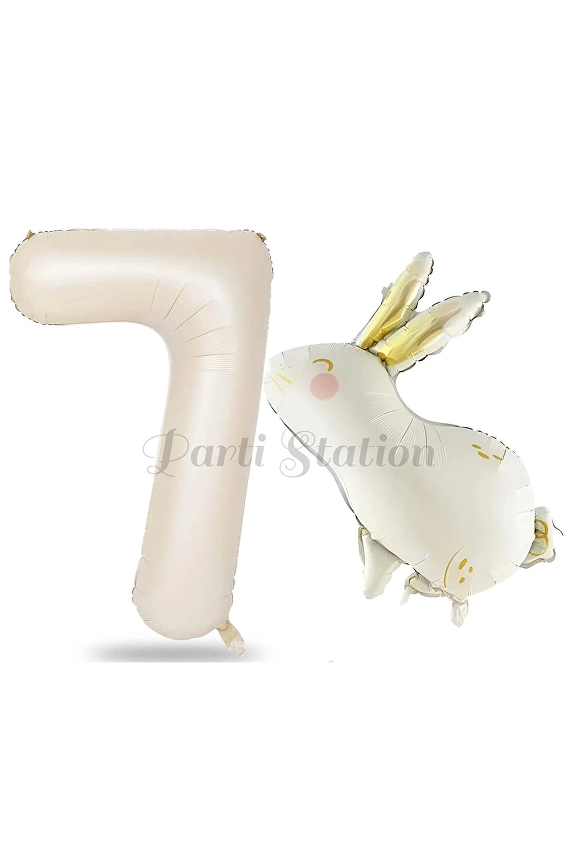 Sevimli Tavşan Rabbit 2 Yaş Balon Set Woodland Konsept Tavşan Balon ve Krem Renk Rakam Balon