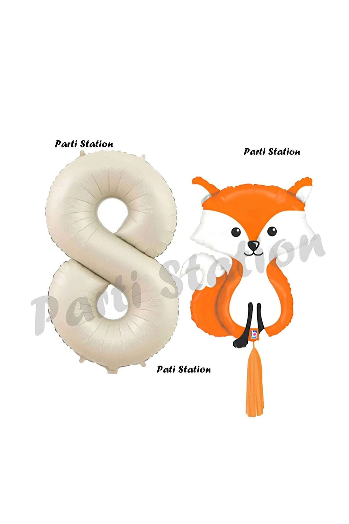 Woodland Tilki Balon 5 Yaş Balon Set Sevimli Tilki Balon ve Krem Rakam Balon Doğum Günü Seti