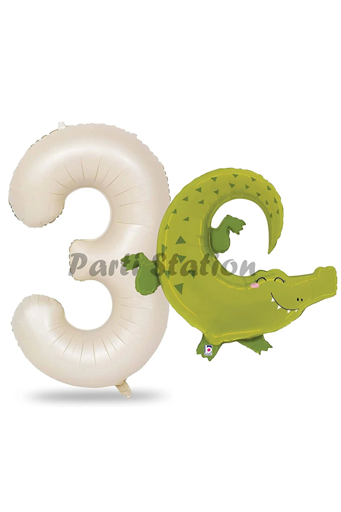 Safari Timsah Balon 1 Yaş doğum Günü Balon Set Safari Konsept Timsah Balon ve Krem Renk Rakam Balon