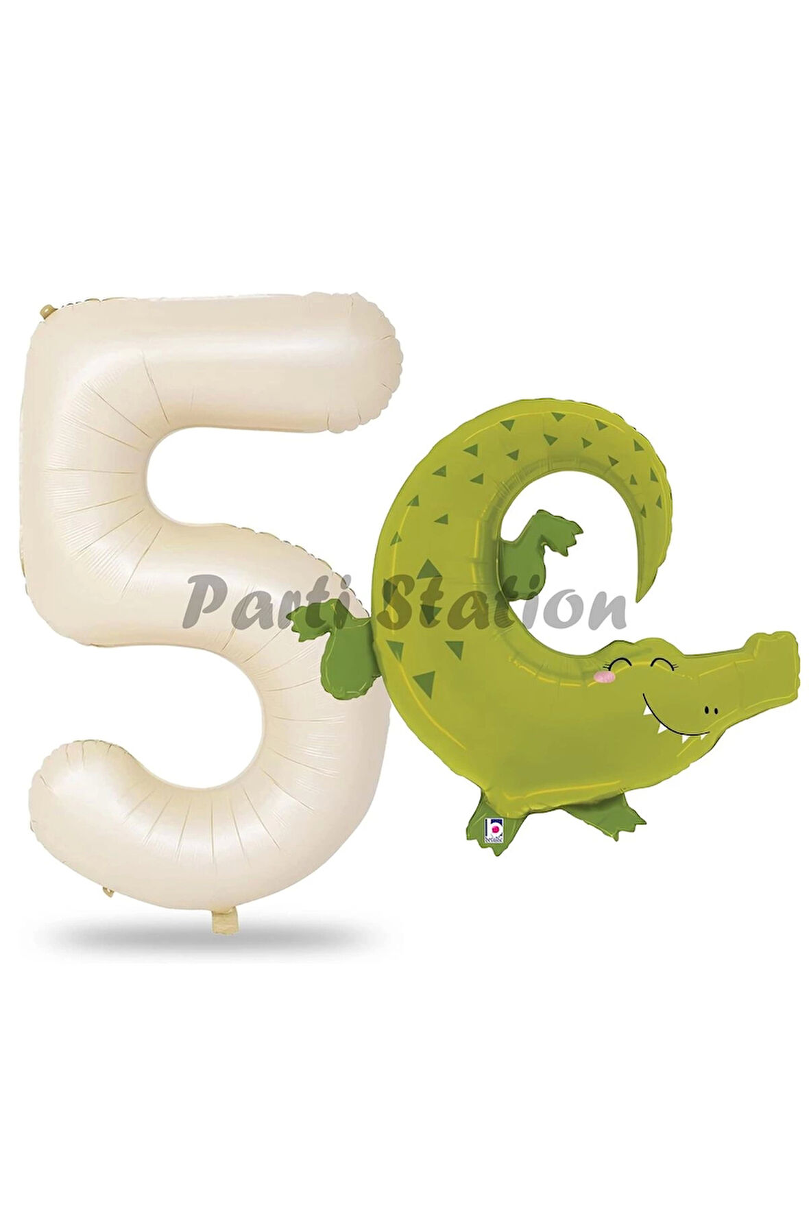 Safari Timsah Balon 1 Yaş doğum Günü Balon Set Safari Konsept Timsah Balon ve Krem Renk Rakam Balon