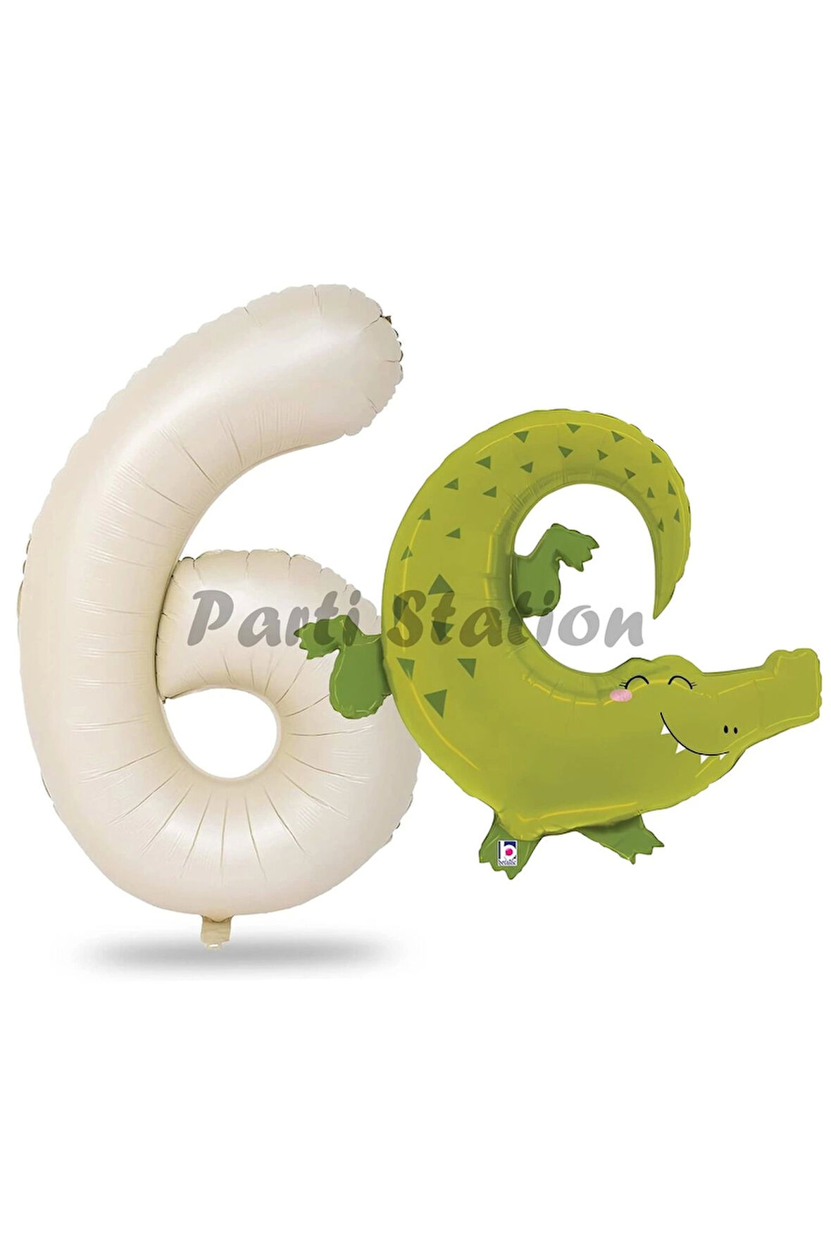 Safari Timsah Balon 1 Yaş doğum Günü Balon Set Safari Konsept Timsah Balon ve Krem Renk Rakam Balon