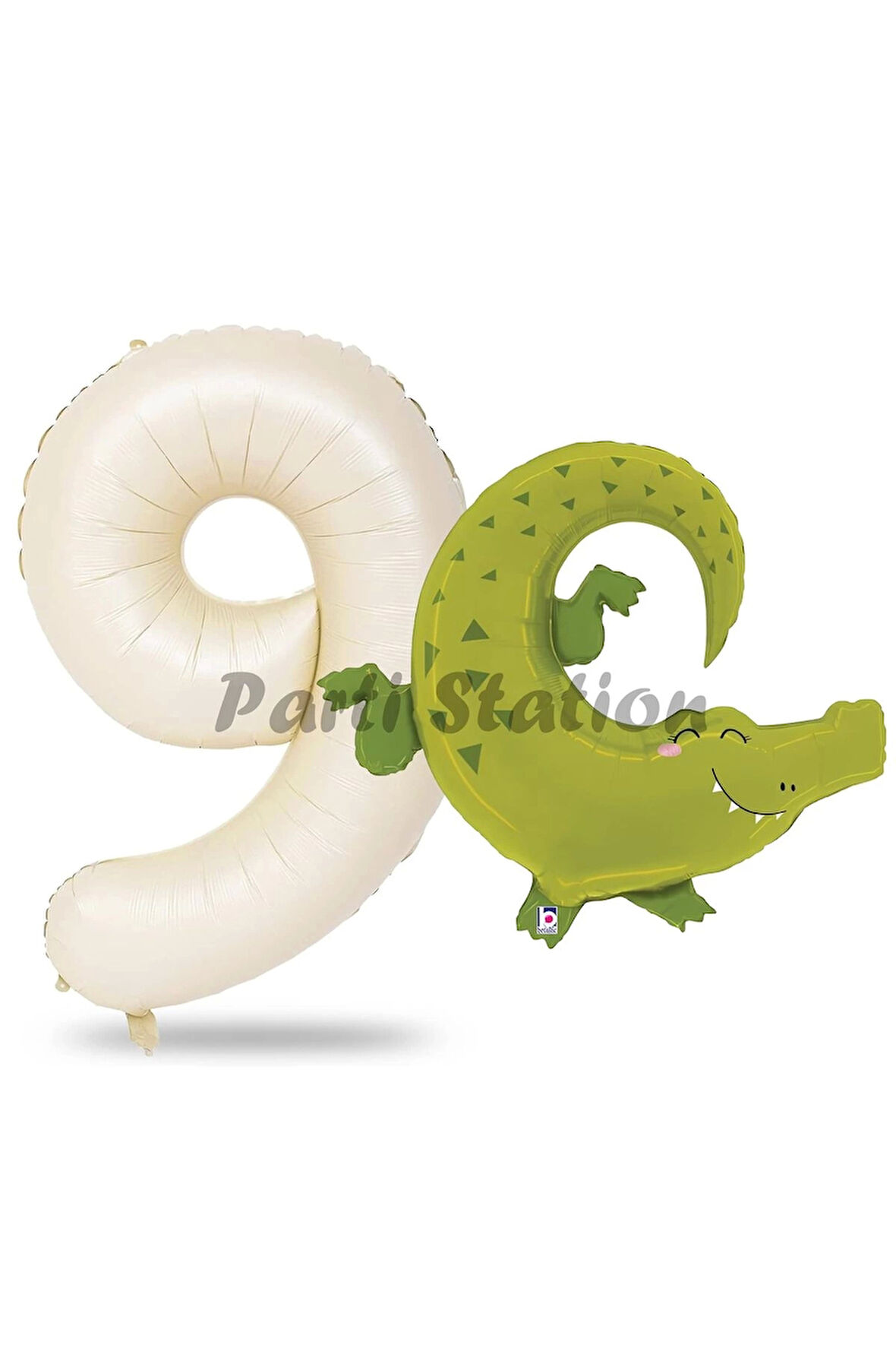 Safari Timsah Balon 1 Yaş doğum Günü Balon Set Safari Konsept Timsah Balon ve Krem Renk Rakam Balon