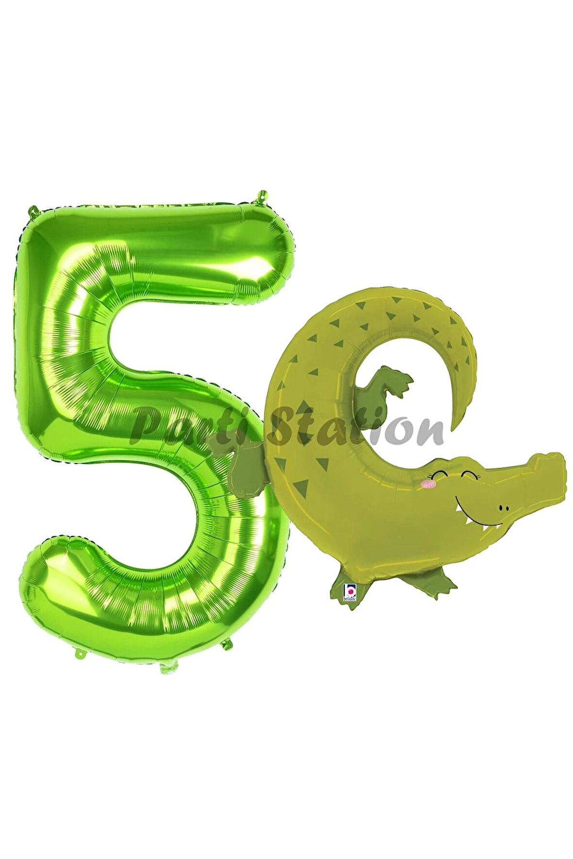 Safari Timsah Balon 8 Yaş Doğum Günü Balon Set Safari Konsept Timsah Balon ve Yeşil Renk Rakam Balon