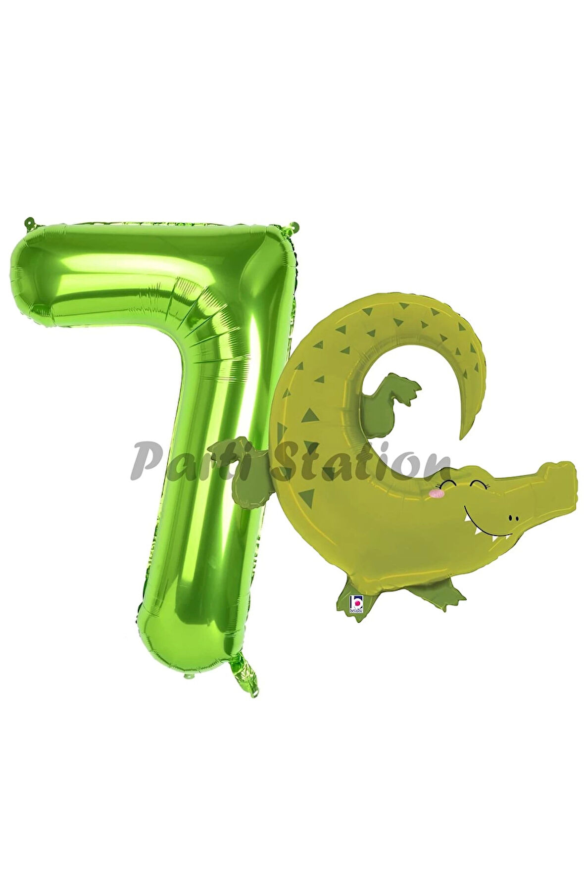 Safari Timsah Balon 8 Yaş Doğum Günü Balon Set Safari Konsept Timsah Balon ve Yeşil Renk Rakam Balon
