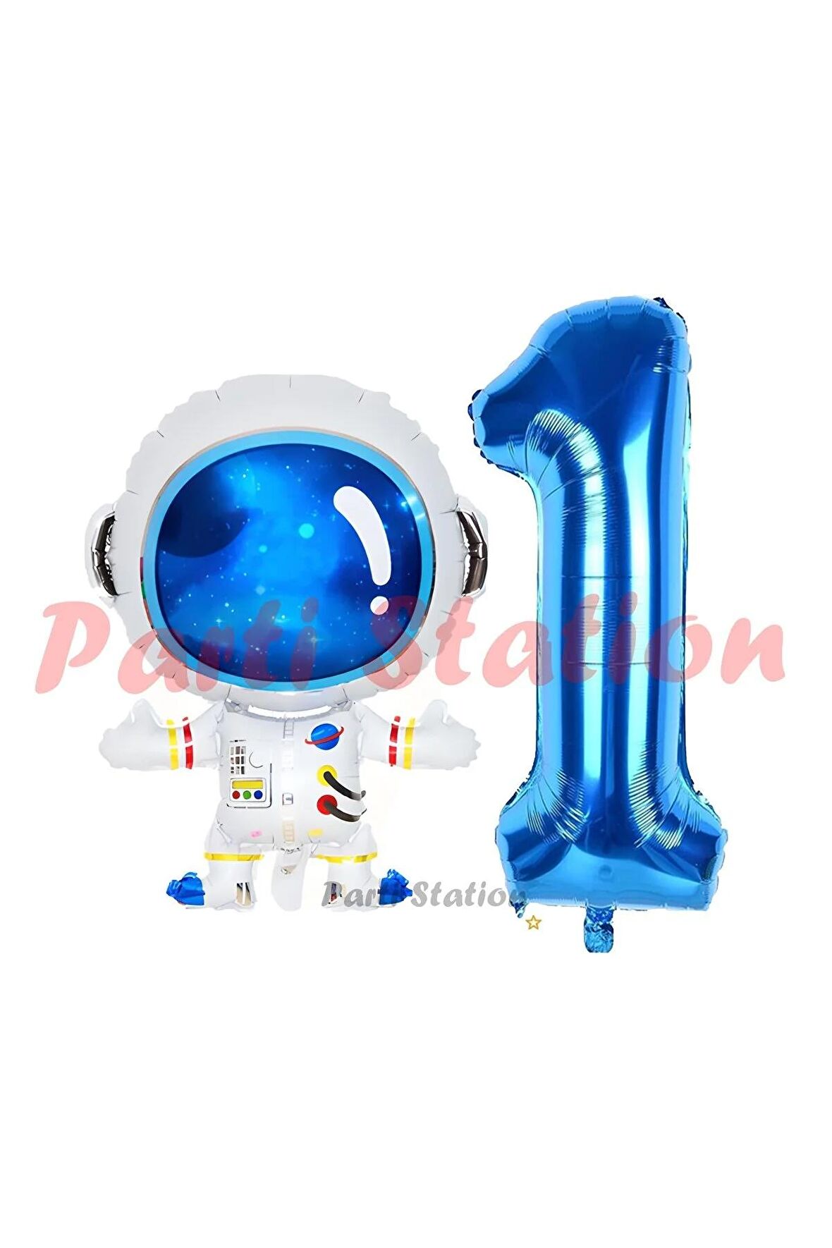 Uzay Astronot Konsept 1 Yaş Balon Set Uzay Astronot ve Lacivert Rakam Balon Doğum Günü Balon Set