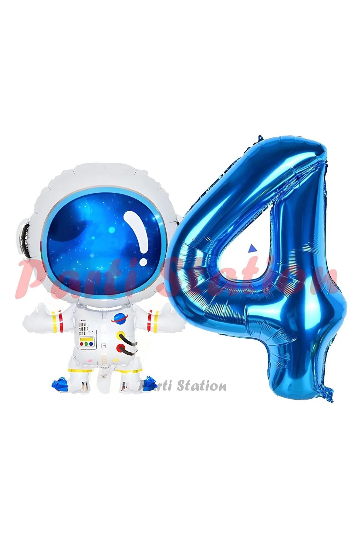 Uzay Astronot Konsept 4 Yaş Balon Set Uzay Astronot ve Lacivert Rakam Balon Doğum Günü Balon Set