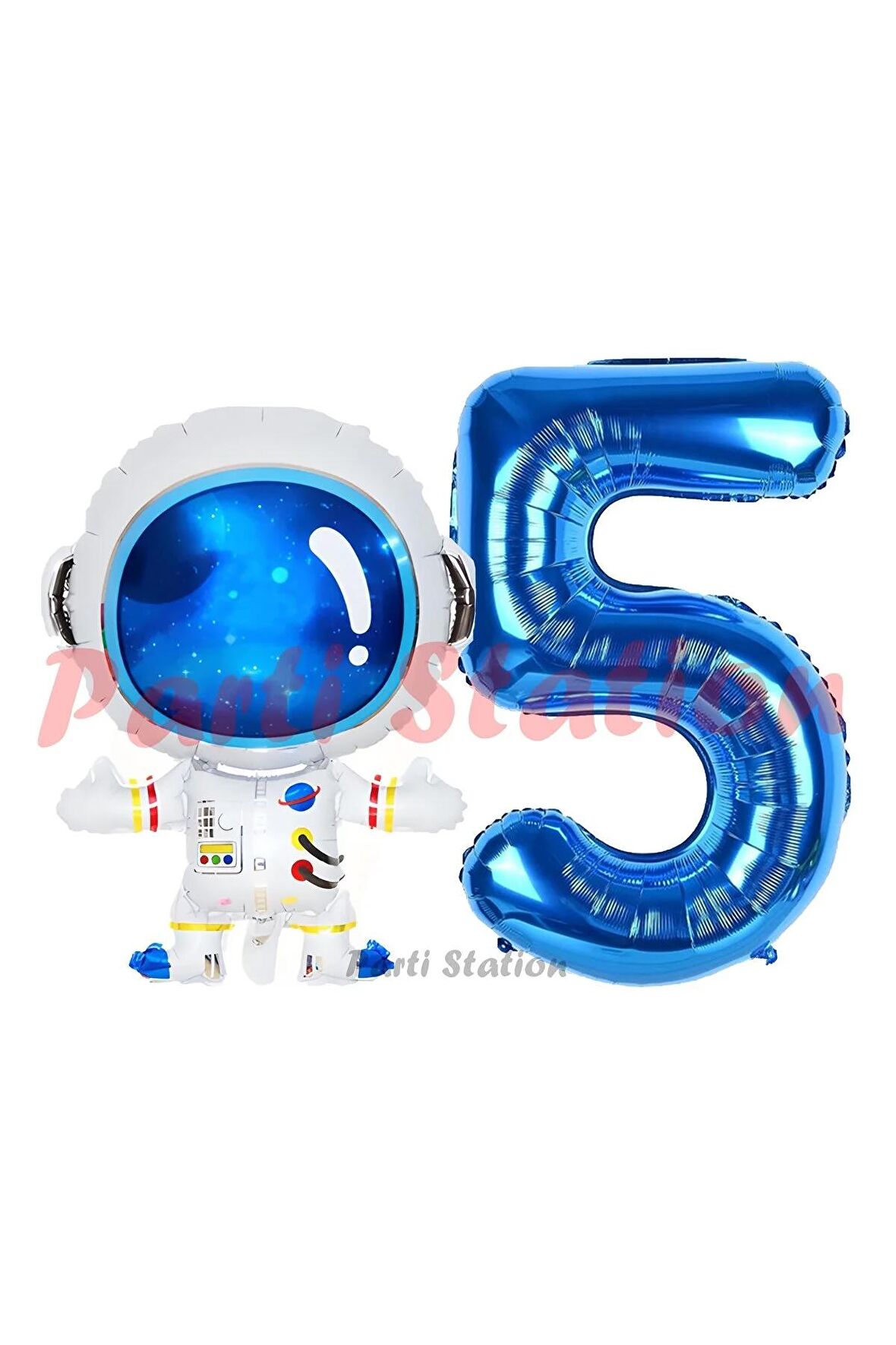 Uzay Astronot Konsept 5 Yaş Balon Set Uzay Astronot ve Lacivert Rakam Balon Doğum Günü Balon Set