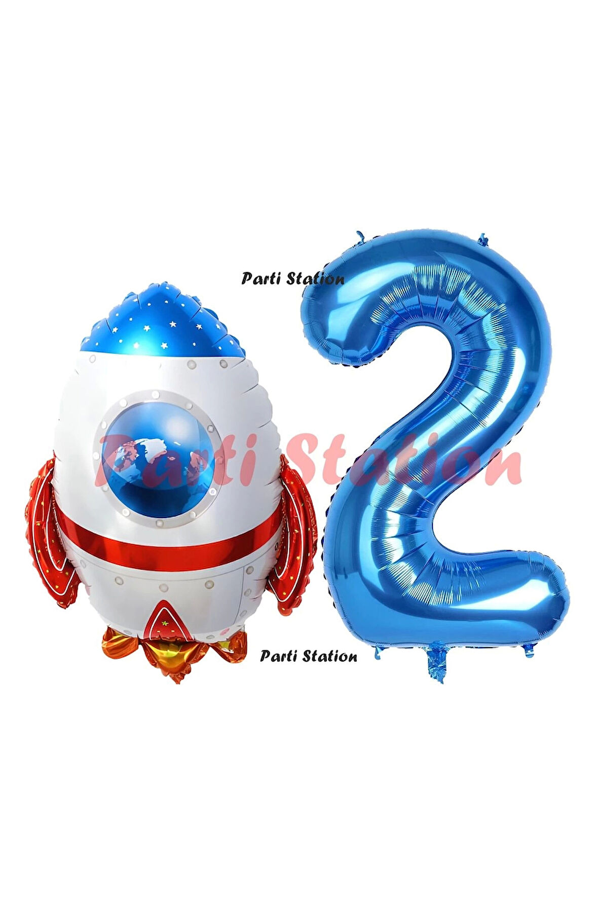 Uzay Konsept Roket Balon 3 Yaş Doğum Günü Set Uzay Konsept Balon ve Lacivert Rakam Balon