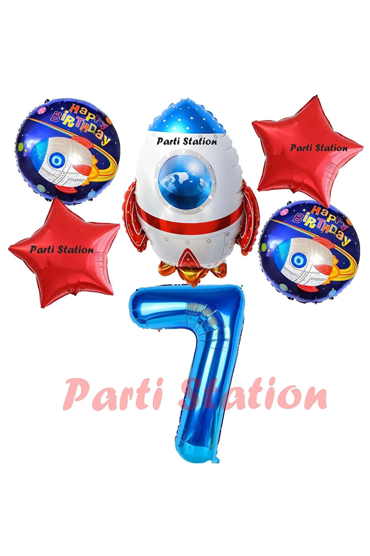 Uzay Konsept Roket Balon 1 Yaş Doğum Günü Set Uzay Konsept Balon Rakam Balon Set