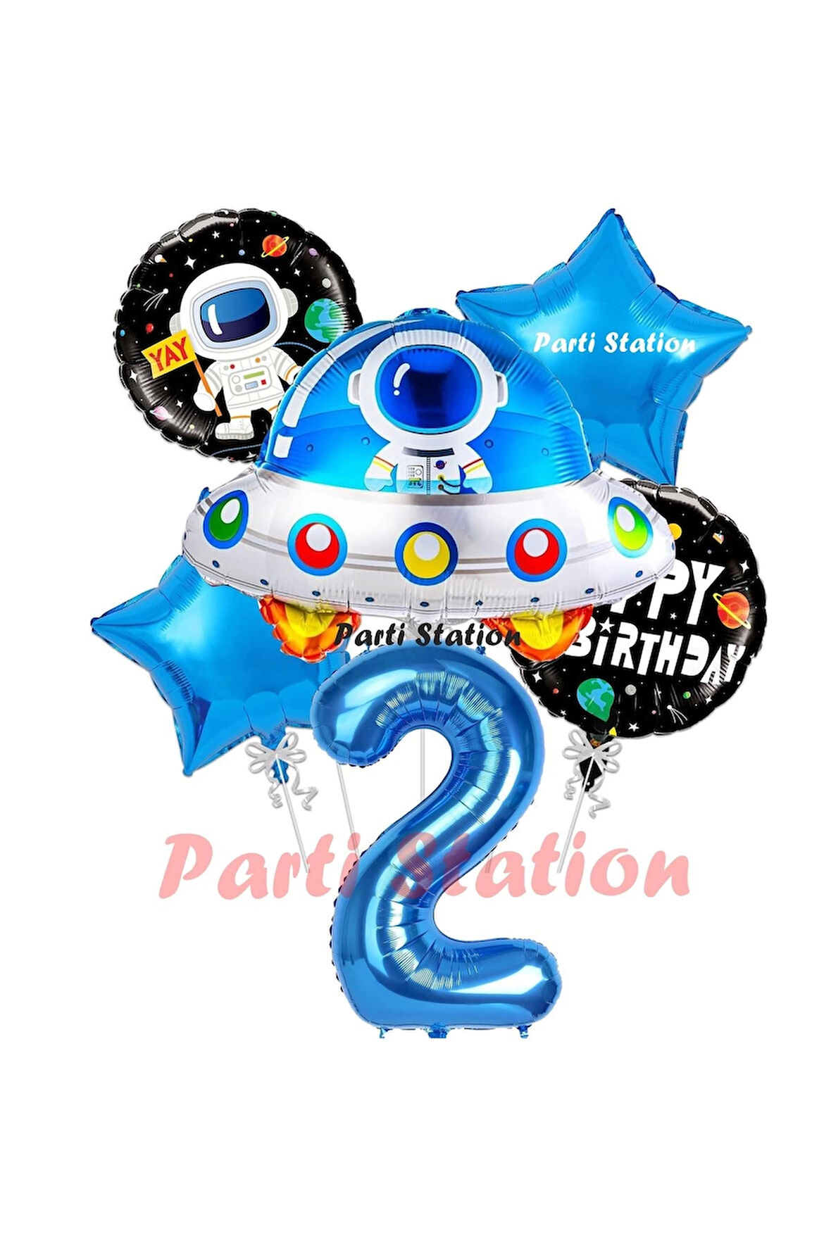 Uzay Aracı Roket Balon 3 Yaş Doğum Günü Set Uzay Konsept Balon Rakam Balon Set