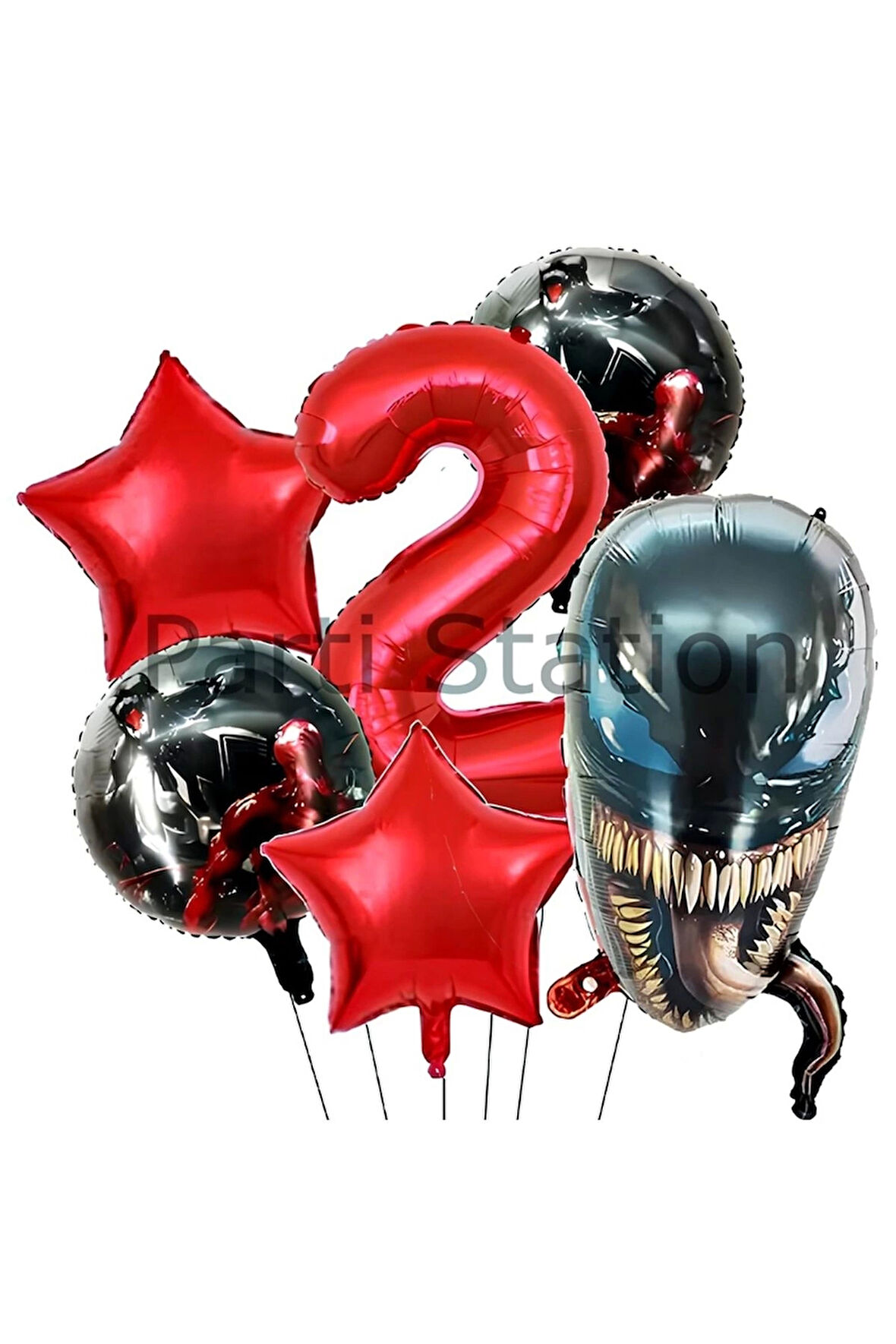 Zehirli Öfke Venom 4 Yaş Doğum Günü Balon Set Venom Kırmızı Konsept Doğum Günü Parti Balon Set