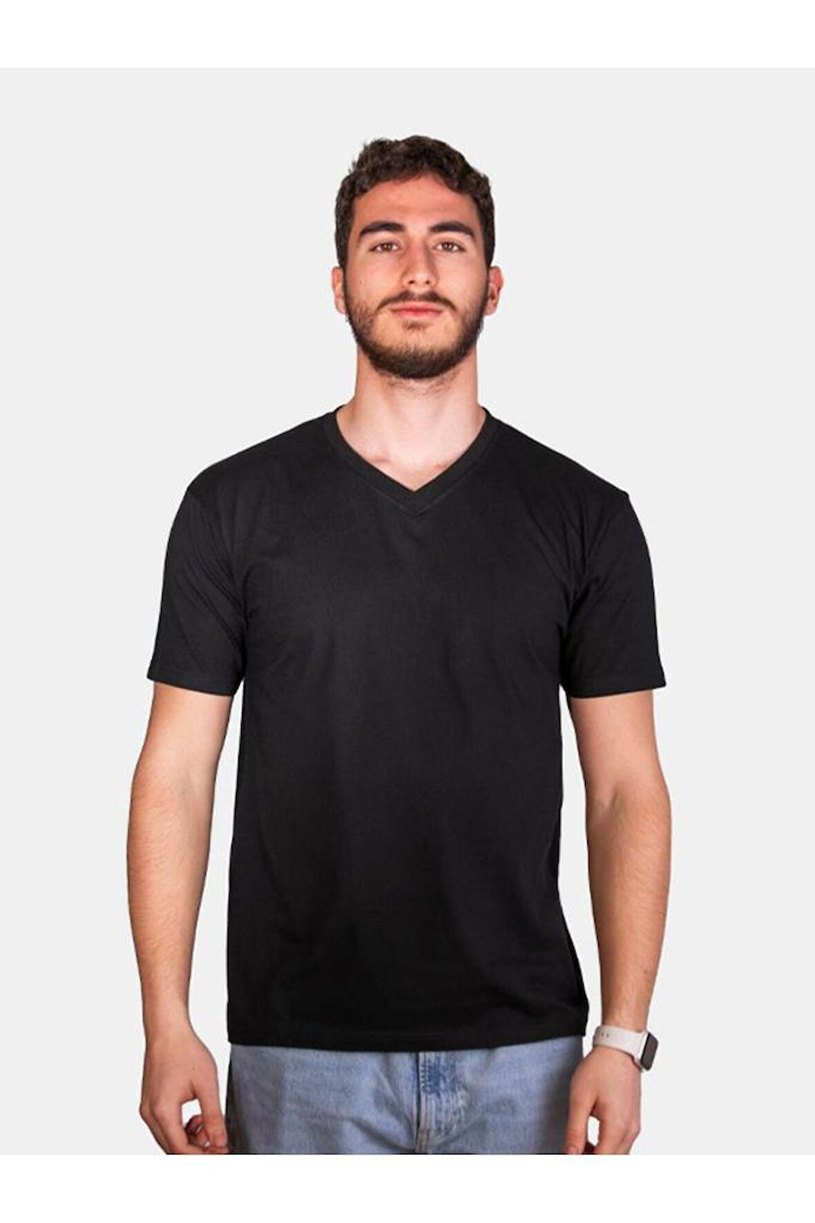 Unisex Standart Kesim V Yaka Kısa Kollu Tişört