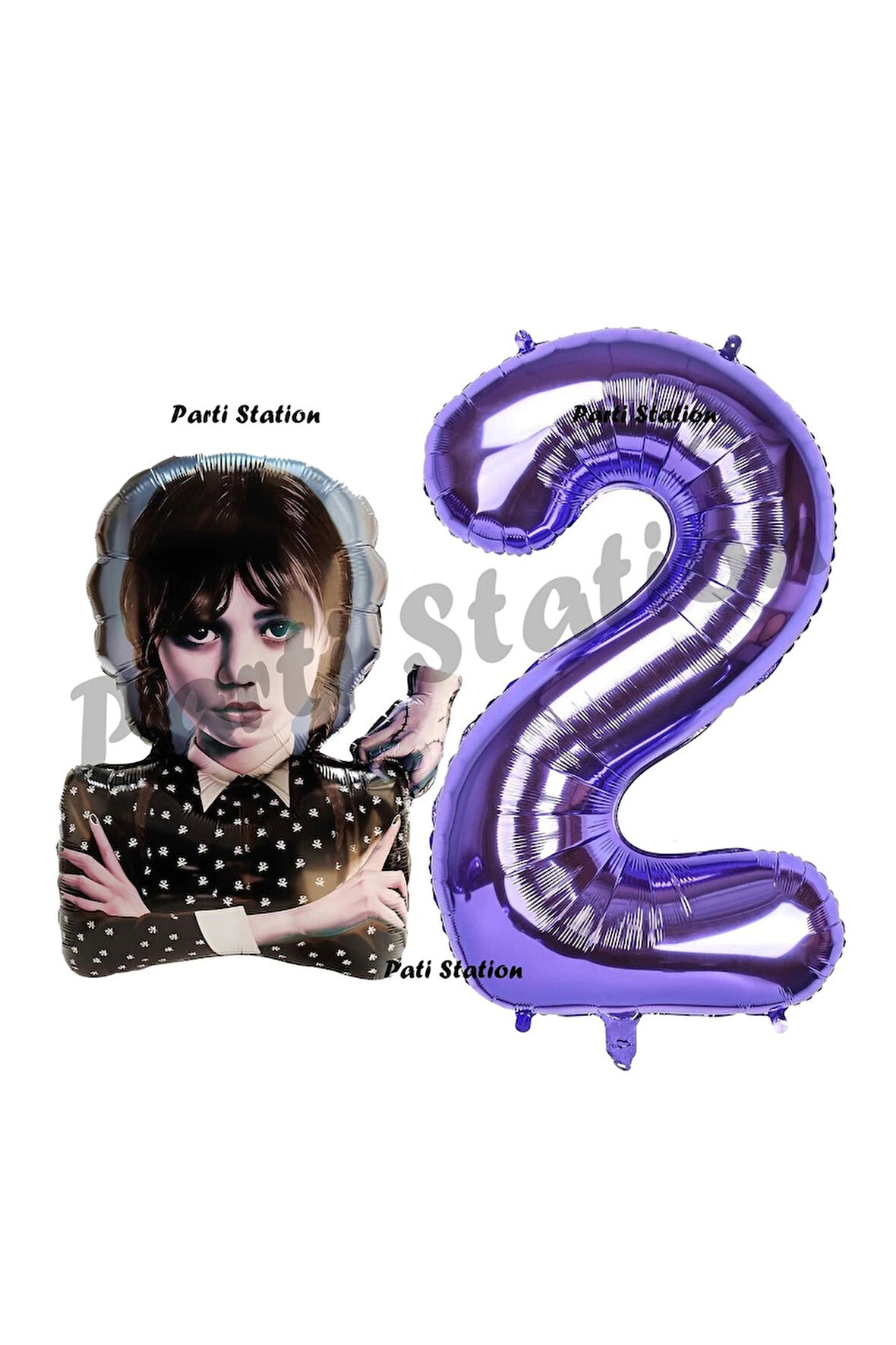 Wednesday 9 Yaş Balon ve Mor Rakam Balon Doğum Günü Parti Set Wednesday Addams Balon