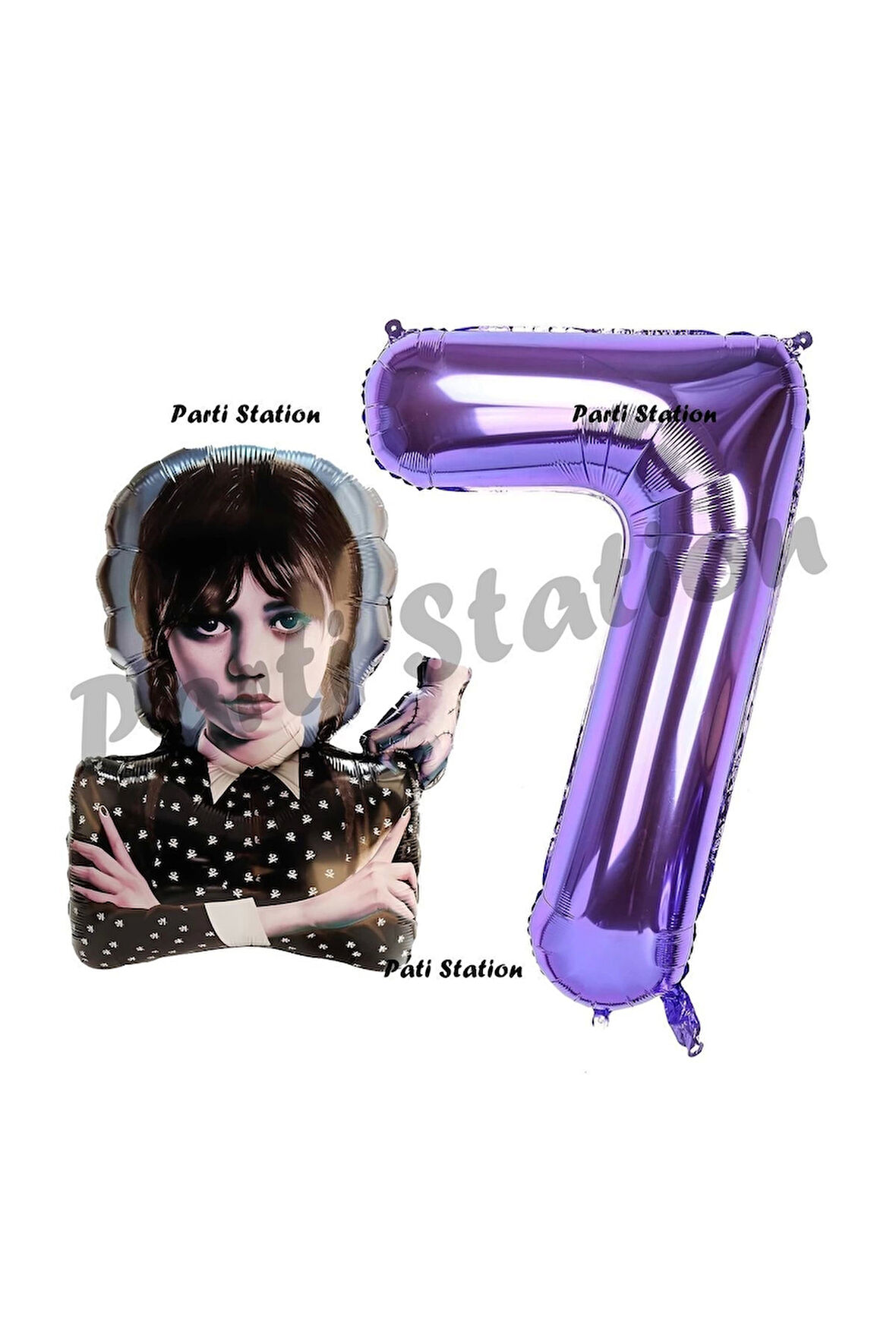 Wednesday 9 Yaş Balon ve Mor Rakam Balon Doğum Günü Parti Set Wednesday Addams Balon