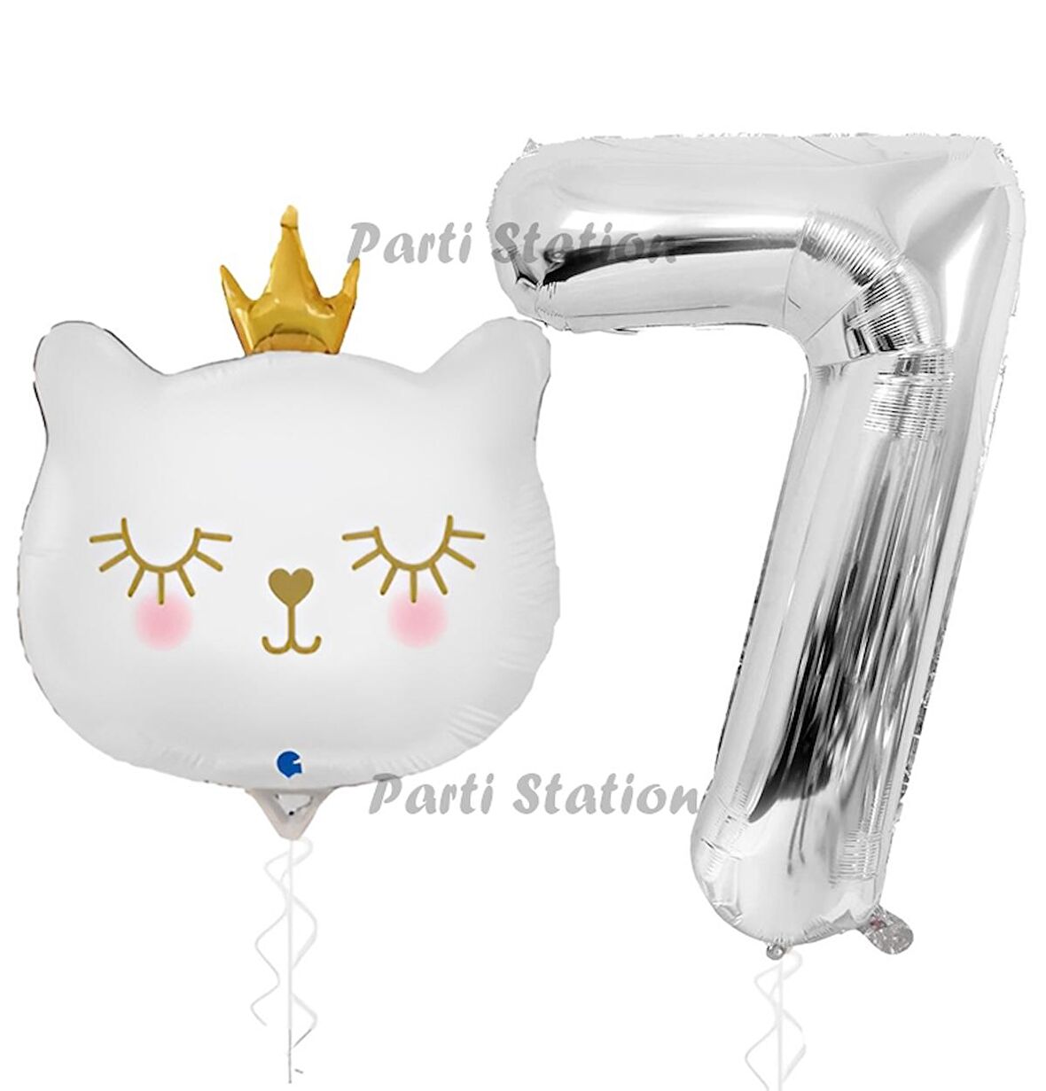 Beyaz Kedi 7 Yaş Doğum Günü Balon Set White Cat White Kitty Konsept Parti Balon Set Beyaz Kedi Tema