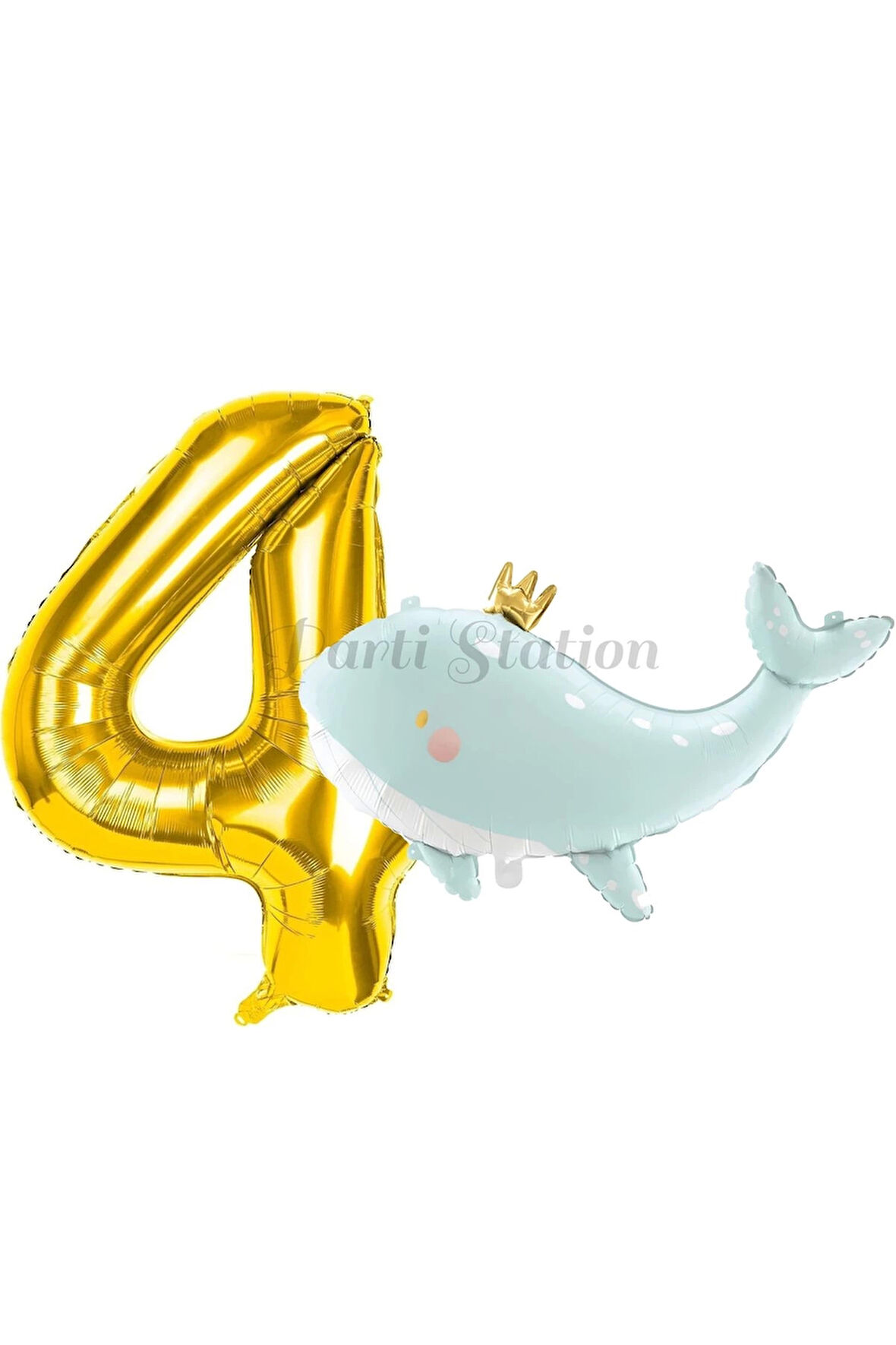 Sevimli Yeşil Balina 6 Yaş Balon Set Deniz Okyanus Canlıları Konsept Balon ve Gold Rakam Balon