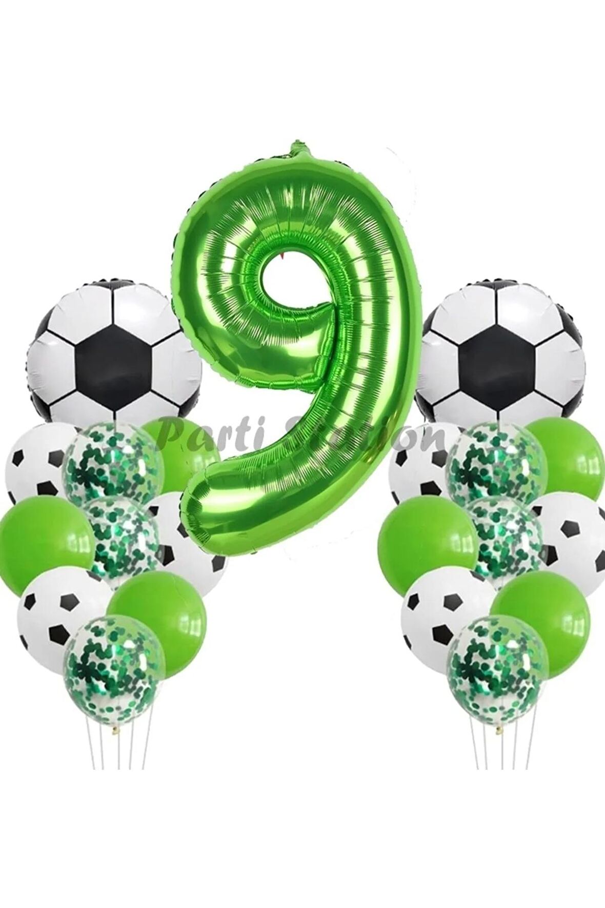 Futbol Maç Konsept Yeşil Rakam 9 Yaş Balon 76 Cm Futbol Konsept Yeşil Parti Doğum Günü Balon Seti