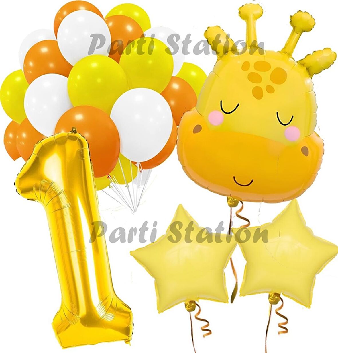 Sevimli Zürafa Konsept 1 Yaş Balon Set Safari Tema Zürafa Parti Doğum Günü Balon Set