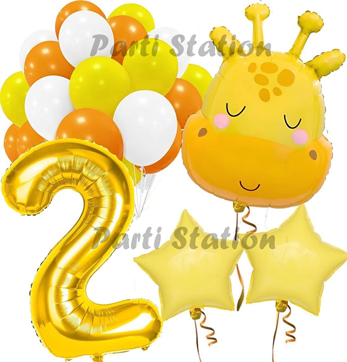 Sevimli Zürafa Konsept 2 Yaş Balon Set Safari Tema Zürafa Parti Doğum Günü Balon Set