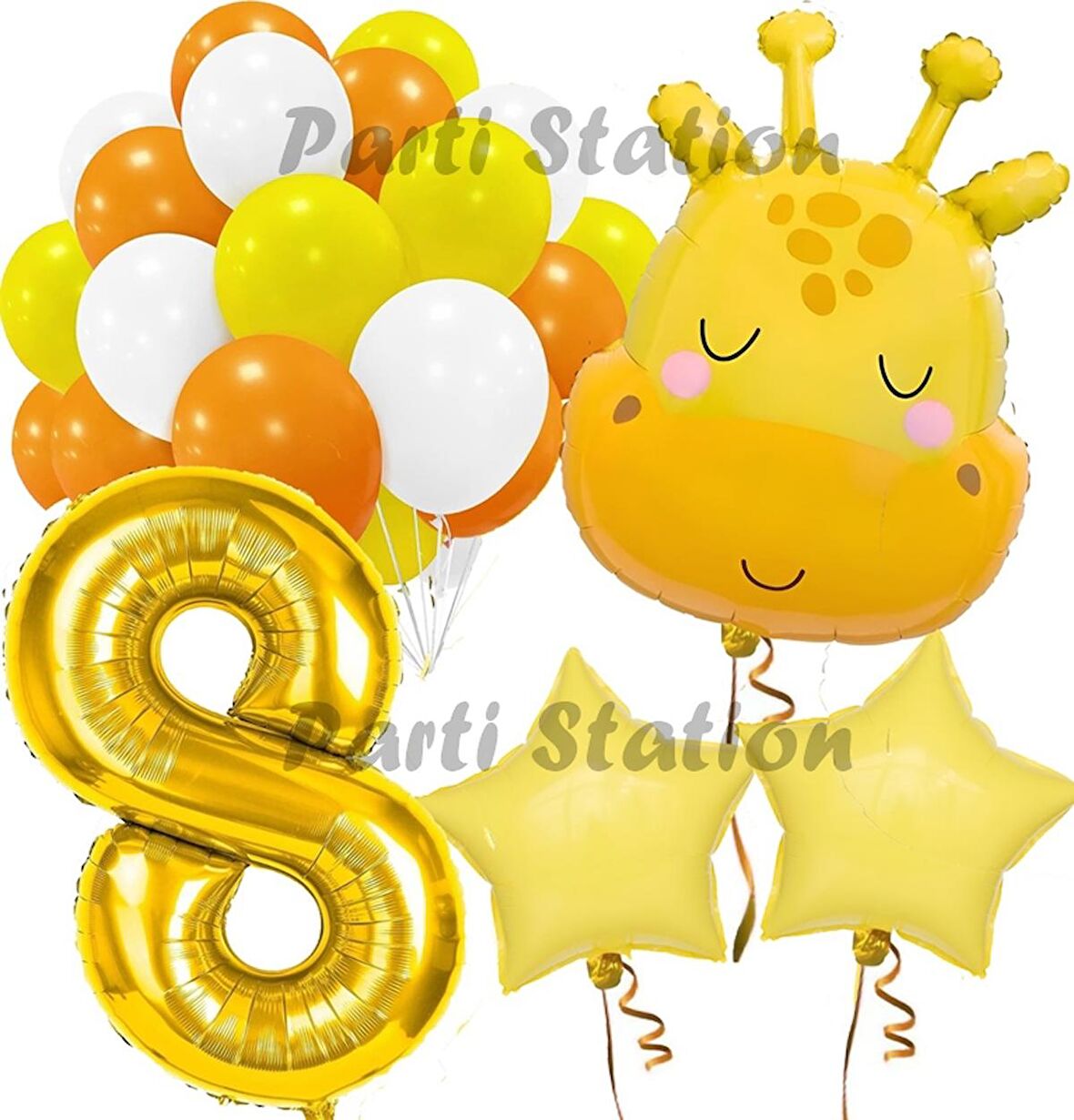 Sevimli Zürafa Konsept 8 Yaş Balon Set Safari Tema Zürafa Parti Doğum Günü Balon Set