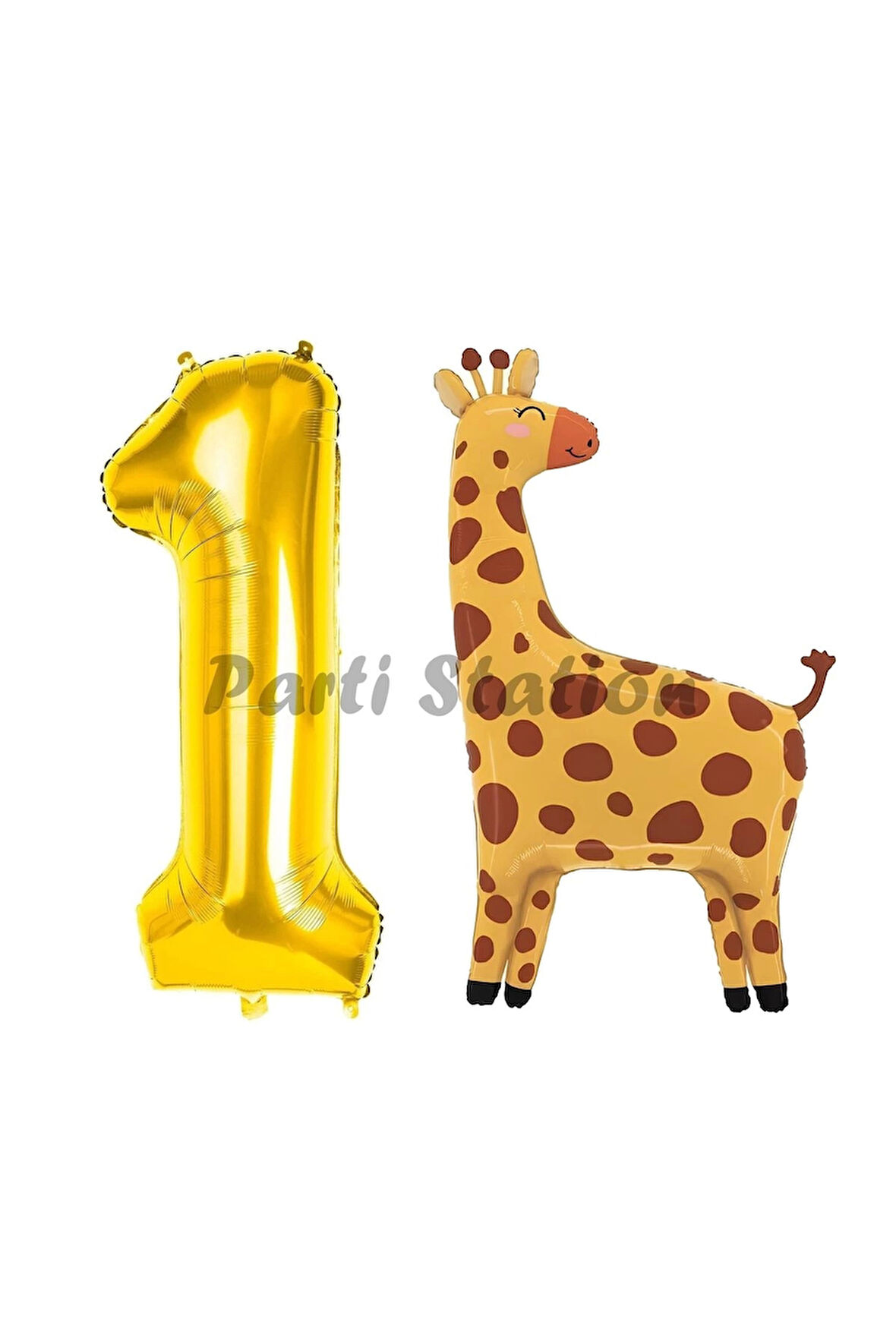 Safari Zürafa Balon 8 Yaş Balon Set Safari Konsept Sevimli Zürafa Balon ve Gold Renk Rakam Balon