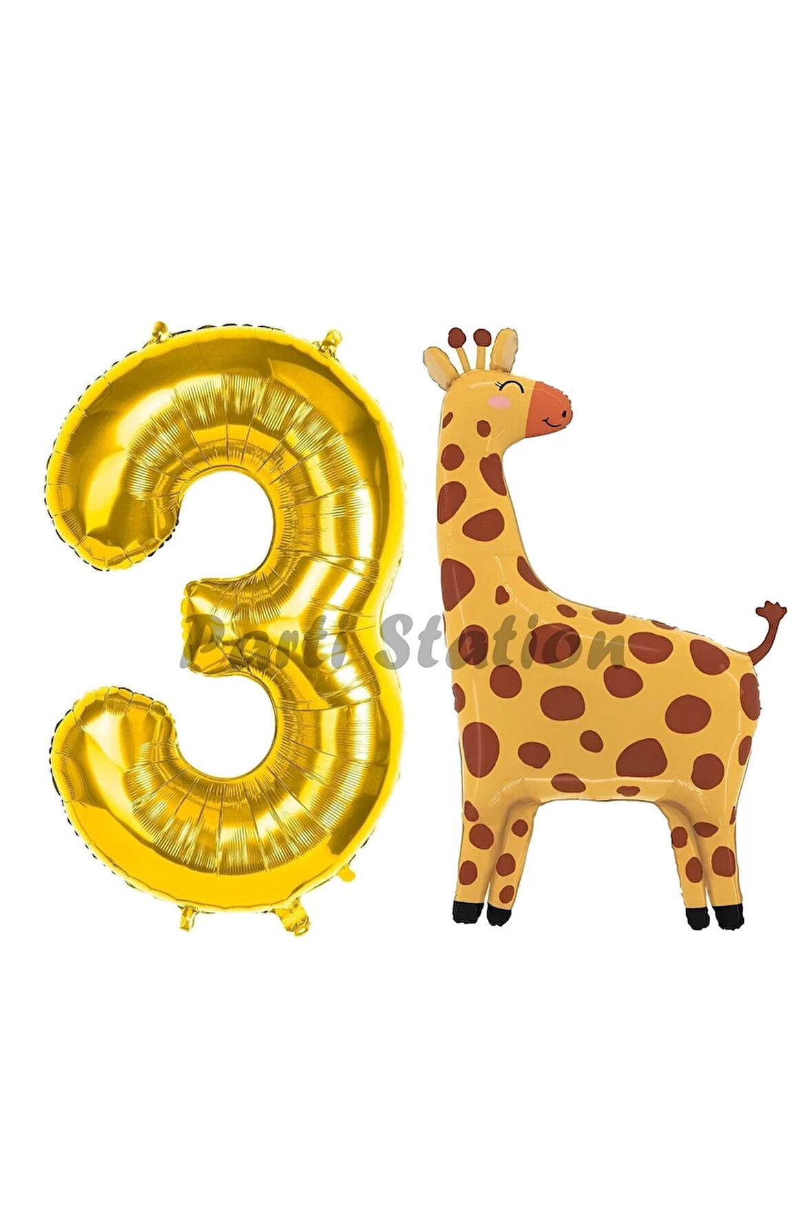 Safari Zürafa Balon 8 Yaş Balon Set Safari Konsept Sevimli Zürafa Balon ve Gold Renk Rakam Balon