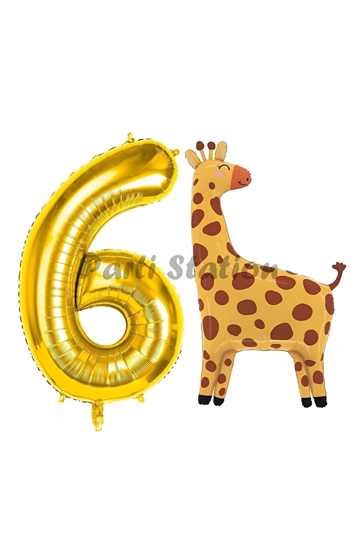 Safari Zürafa Balon 8 Yaş Balon Set Safari Konsept Sevimli Zürafa Balon ve Gold Renk Rakam Balon