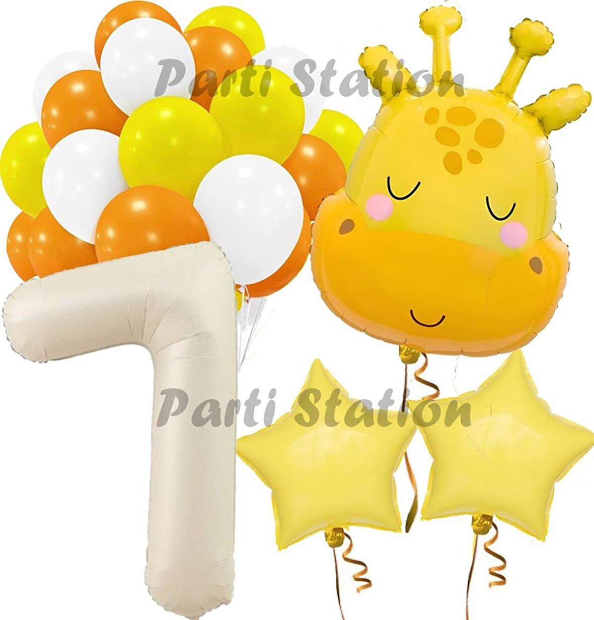 Safari Sevimli Zürafa Tema 7 Yaş Balon Set Safari Konsept Zürafa Parti Doğum Günü Balon Set