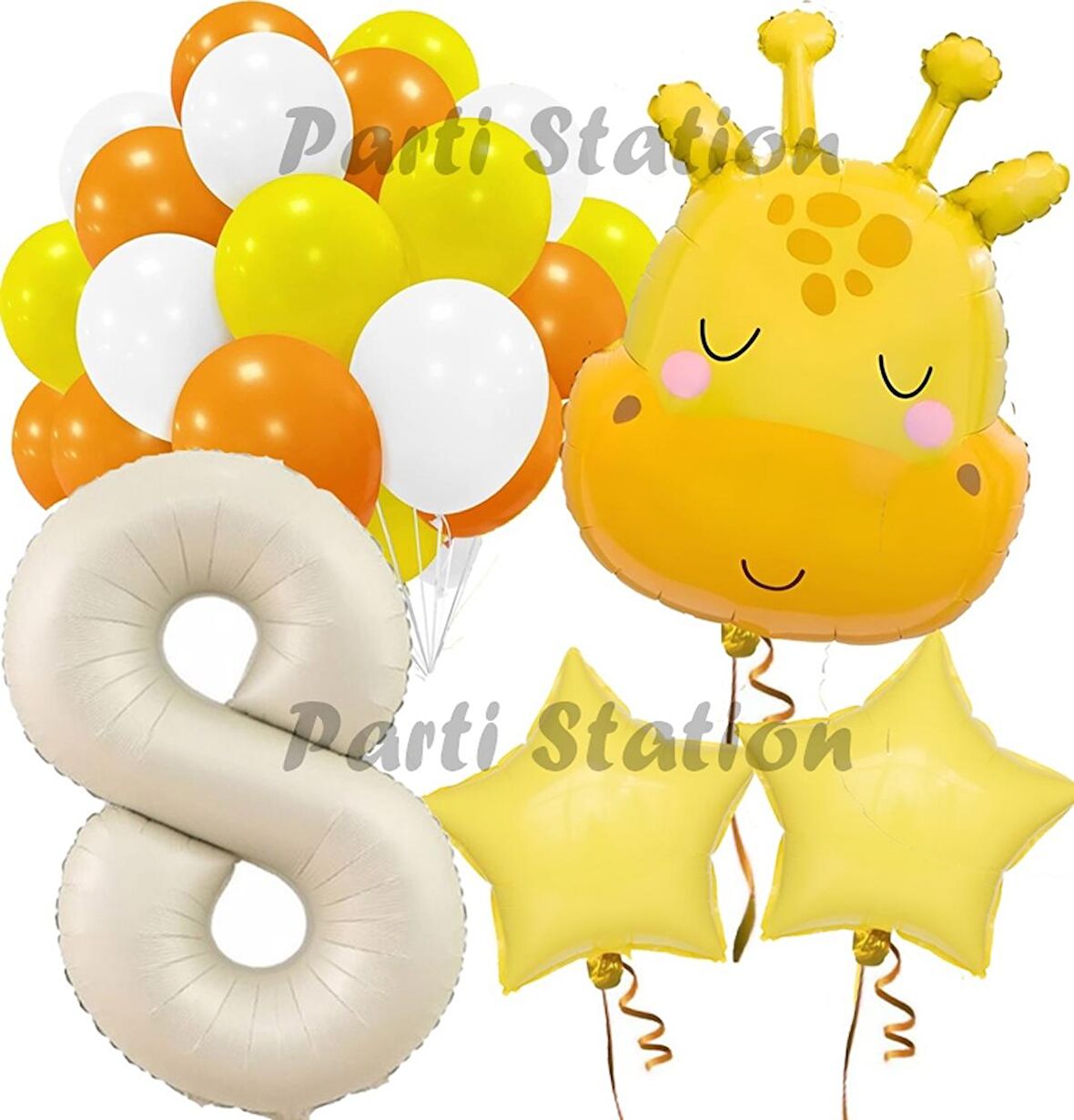 Safari Sevimli Zürafa Tema 8 Yaş Balon Set Safari Konsept Zürafa Parti Doğum Günü Balon Set