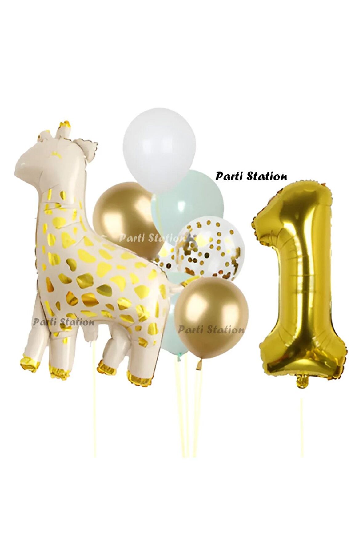 Sevimli Zürafa Konsept 1 Yaş Doğum Günü Balon Set Safari Tema Zürafa Parti Doğum Günü Balon Set