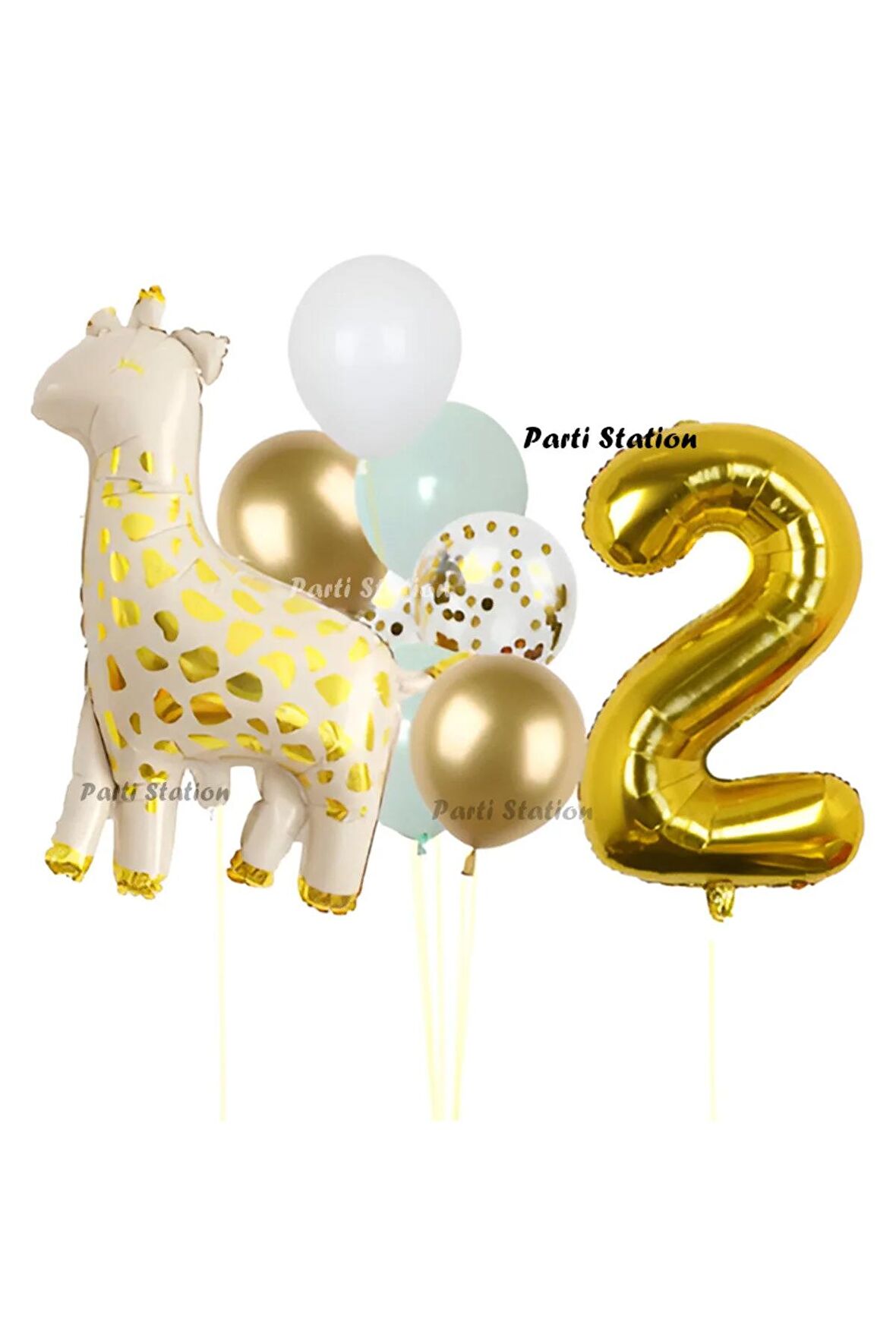 Sevimli Zürafa Konsept 2 Yaş Doğum Günü Balon Set Safari Tema Zürafa Parti Doğum Günü Balon Set