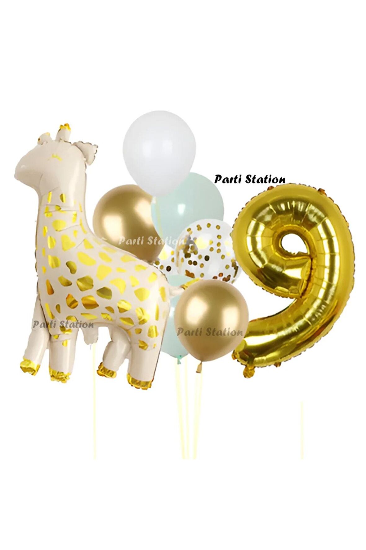 Sevimli Zürafa Konsept 9 Yaş Doğum Günü Balon Set Safari Tema Zürafa Parti Doğum Günü Balon Set