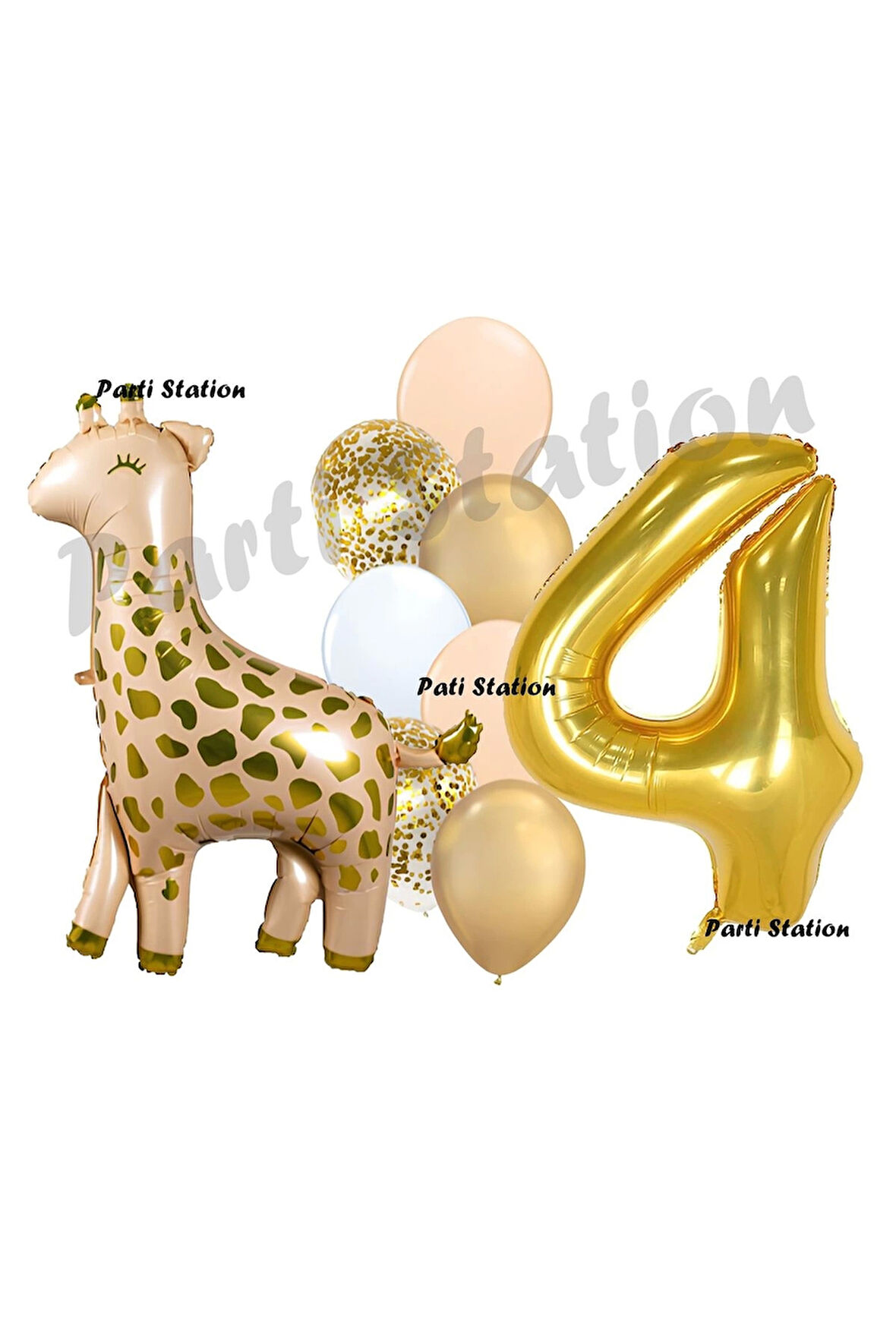 Zürafa Balon Set Safari Zürafa 2 Yaş Balon Set Sevimli Zürafa ve Gold Rakam Balon Doğum Günü Set