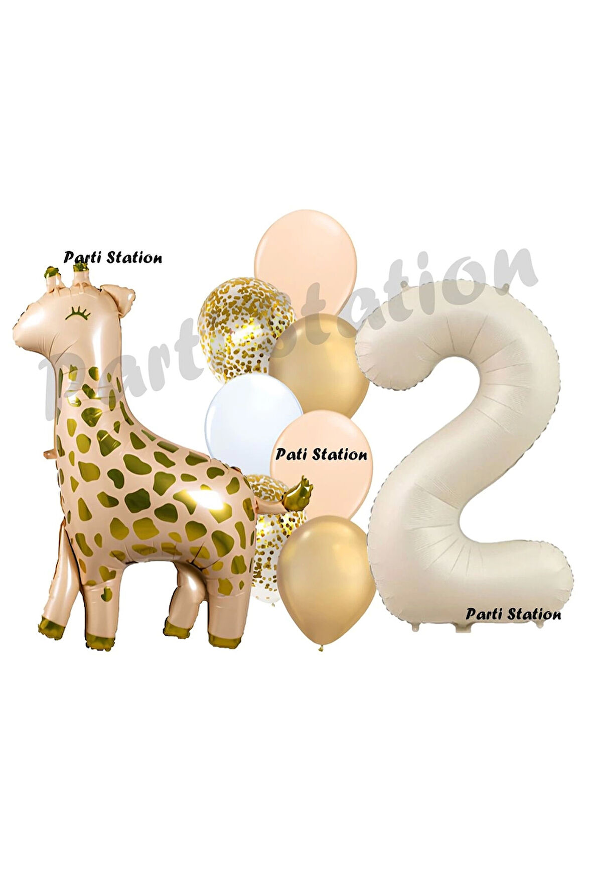 Zürafa Balon Set Safari Zürafa 5 Yaş Balon Set Sevimli Zürafa ve Krem Rakam Balon Doğum Günü Set