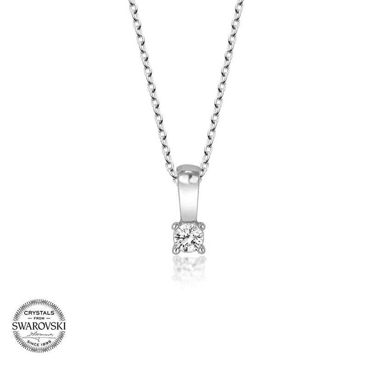 Swarovski Taşlı Gümüş Tektaş Kadın Kolye