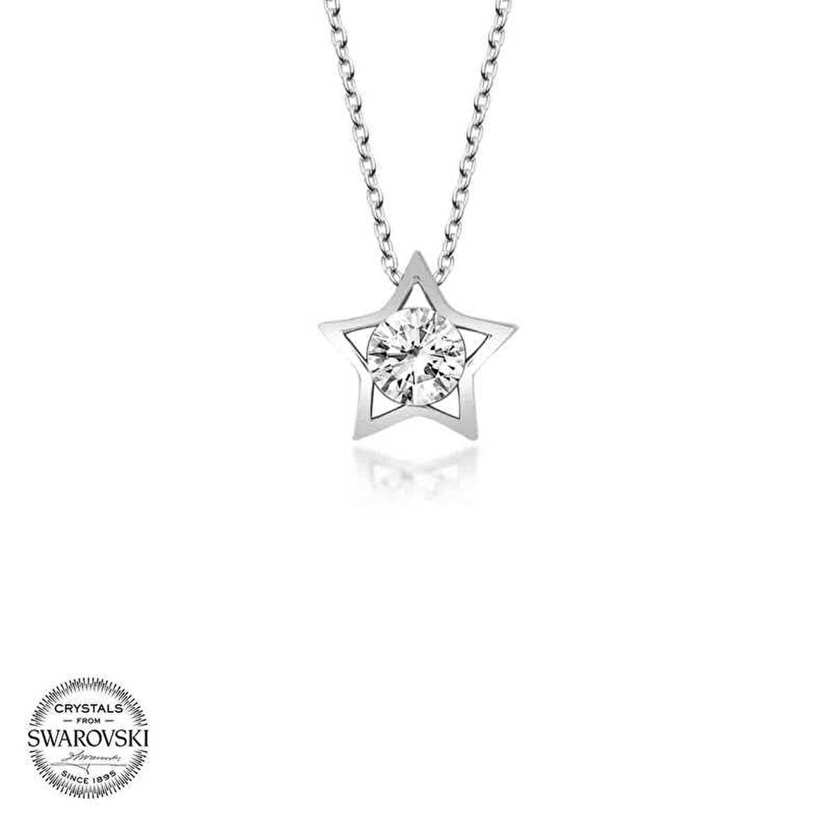 Swarovski Taşlı Gümüş Yıldız Kadın Kolye