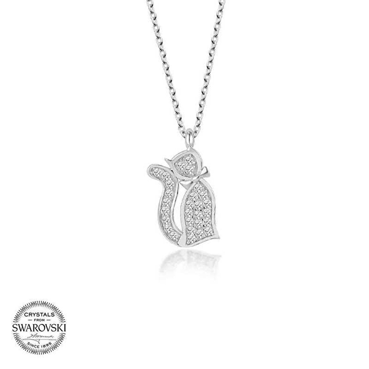 Swarovski Taşlı Gümüş Damla Kalp Kadın Kolye