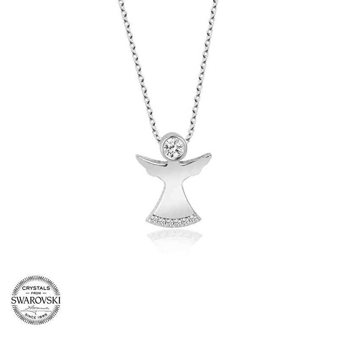 Swarovski Taşlı Gümüş Yonca Bayan Kolye
