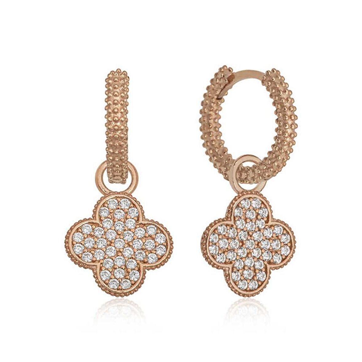 Gümüş Halka Yonca Kadın Küpe