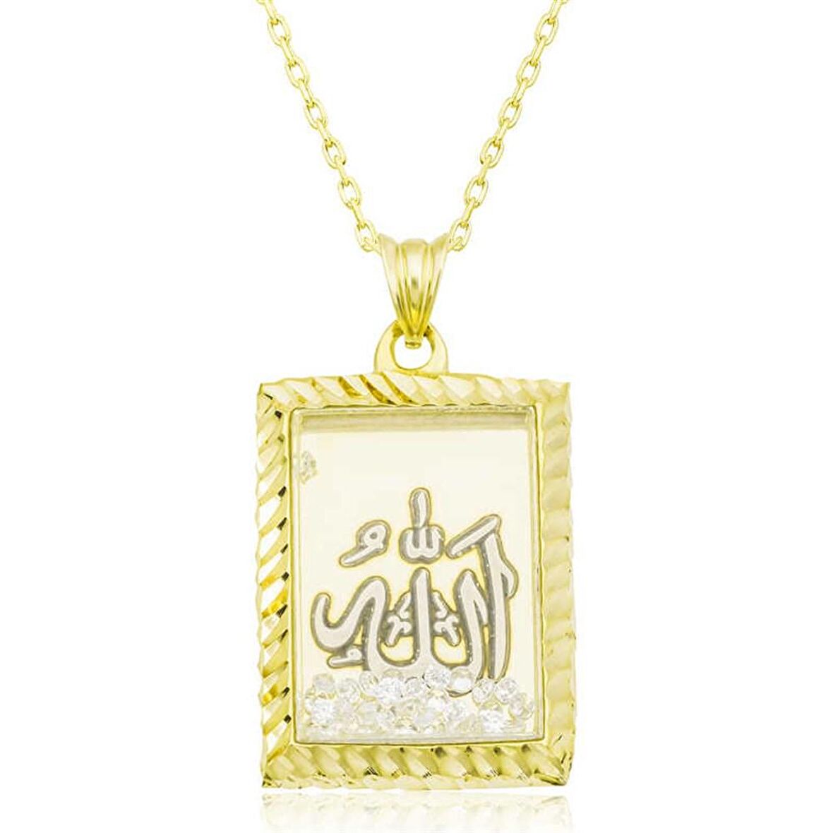 Gümüş Allah Yazılı Kadın Kolye