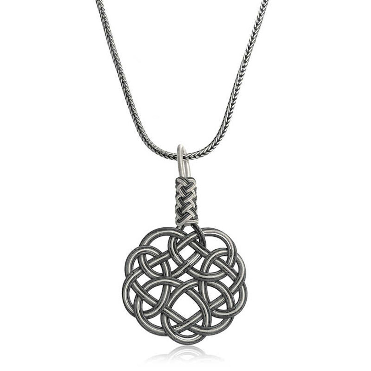 Gümüş Kazaziye Örgü Kadın Kolye