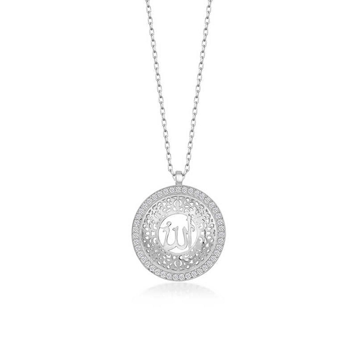 Gümüş Allah Yazılı Kadın Kolye