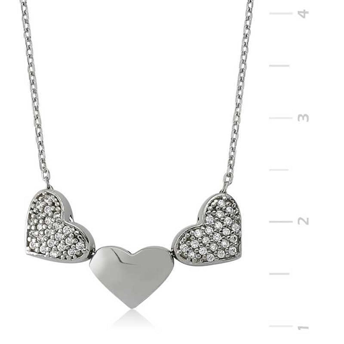 Gümüş 3 Kalpli Kadın Kolye