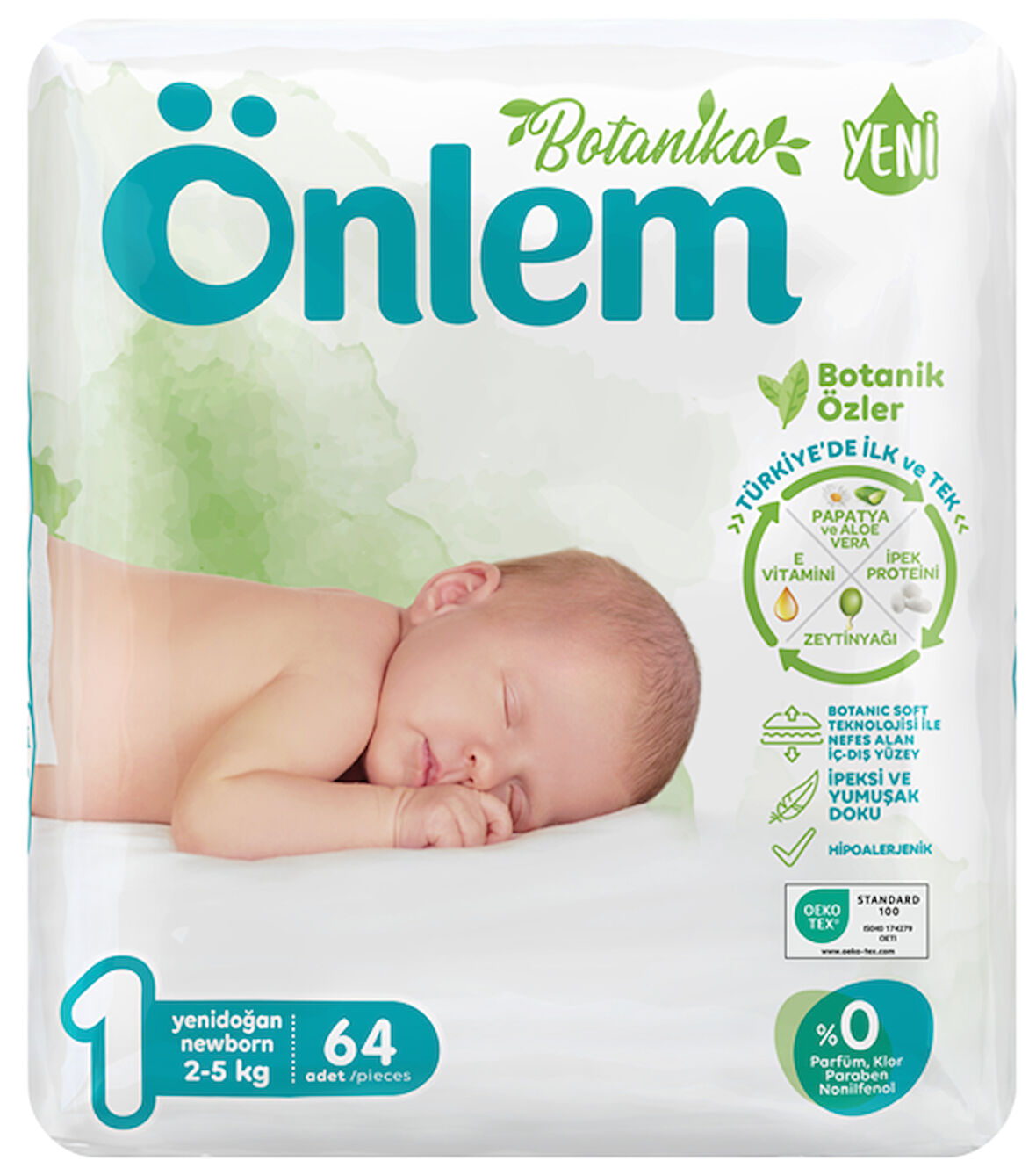 Önlem Botanika Bebek Bezi İkili Jumbo Paket Yenidoğan 64 Adet (2 - 5 kg)