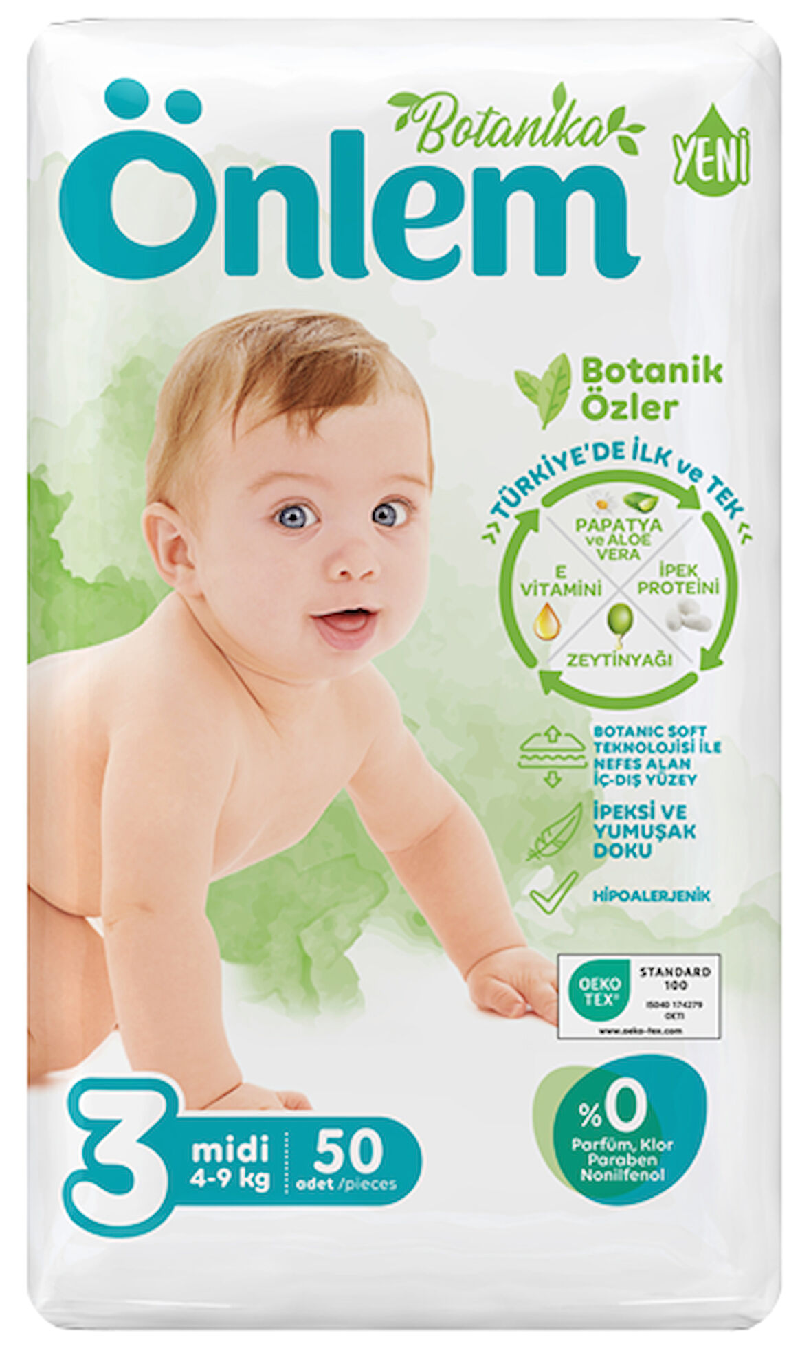 Önlem Botanika Bebek Bezi İkili Jumbo Paket Midi 50 Adet (4-9 kg)