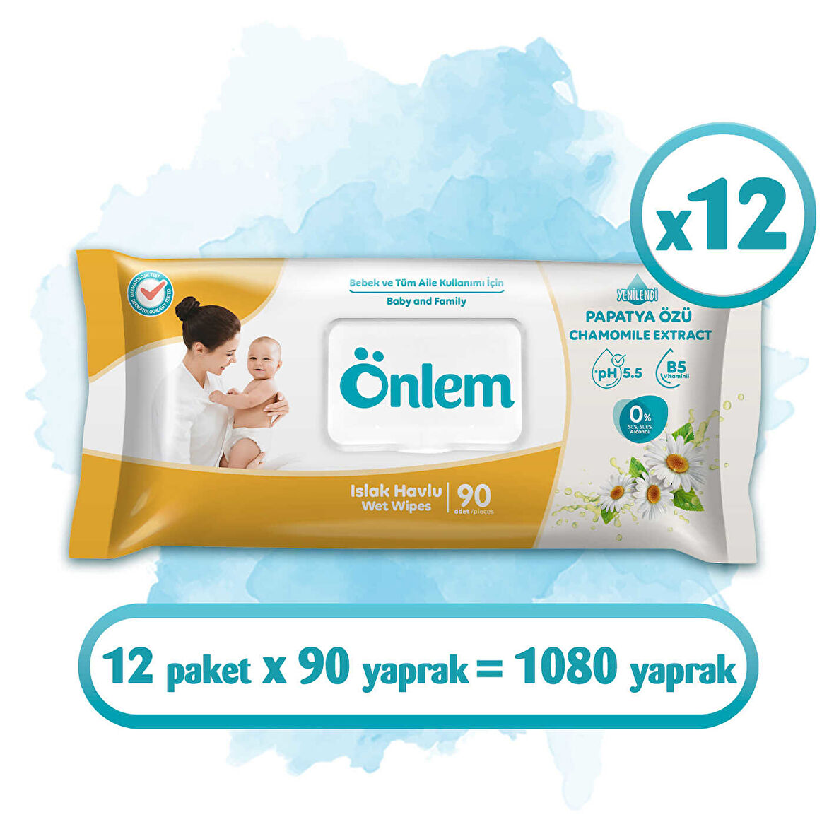 Önlem Papatyalı Islak Havlu 90x12 Adet