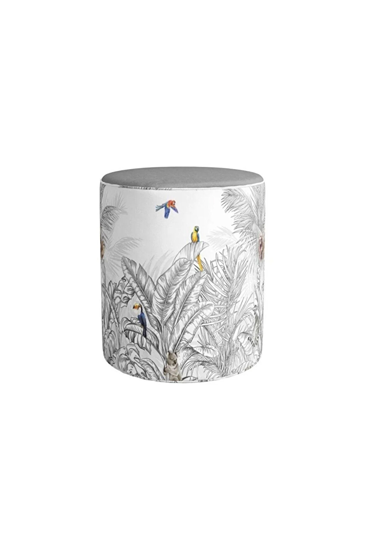 Palmiye Yaprak Tasarımlı Puf (Kumaşı Süettir. Uluslararası Solmama Sertifikasına Sahiptir.)