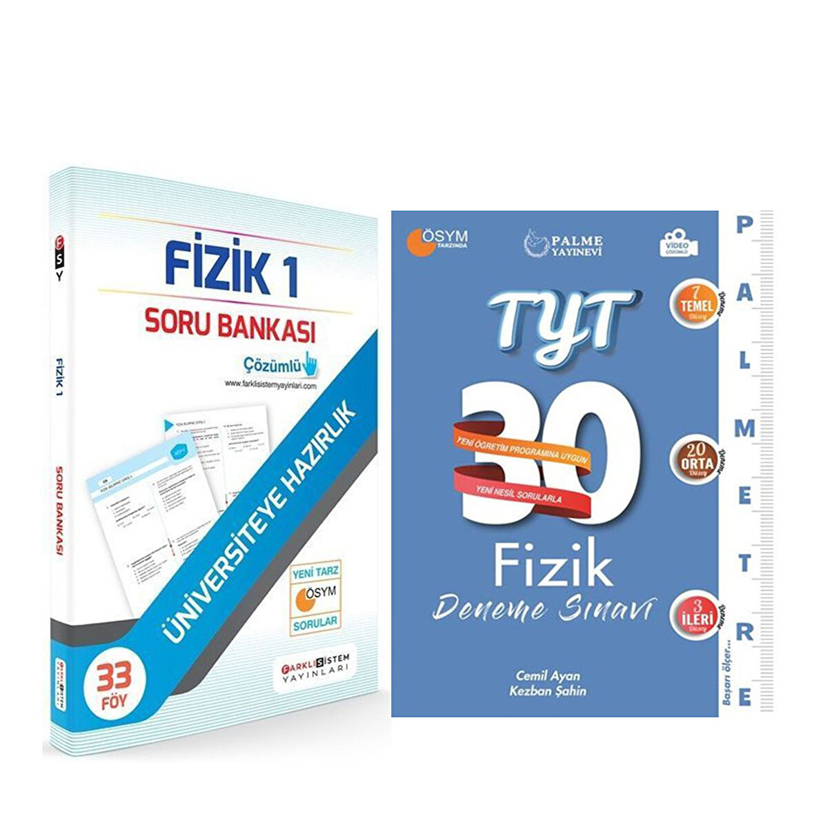Farklı Sistem TYT Fizik Soru Bankası ve Palme Palmetre Serisi Deneme Seti 2 Kitap